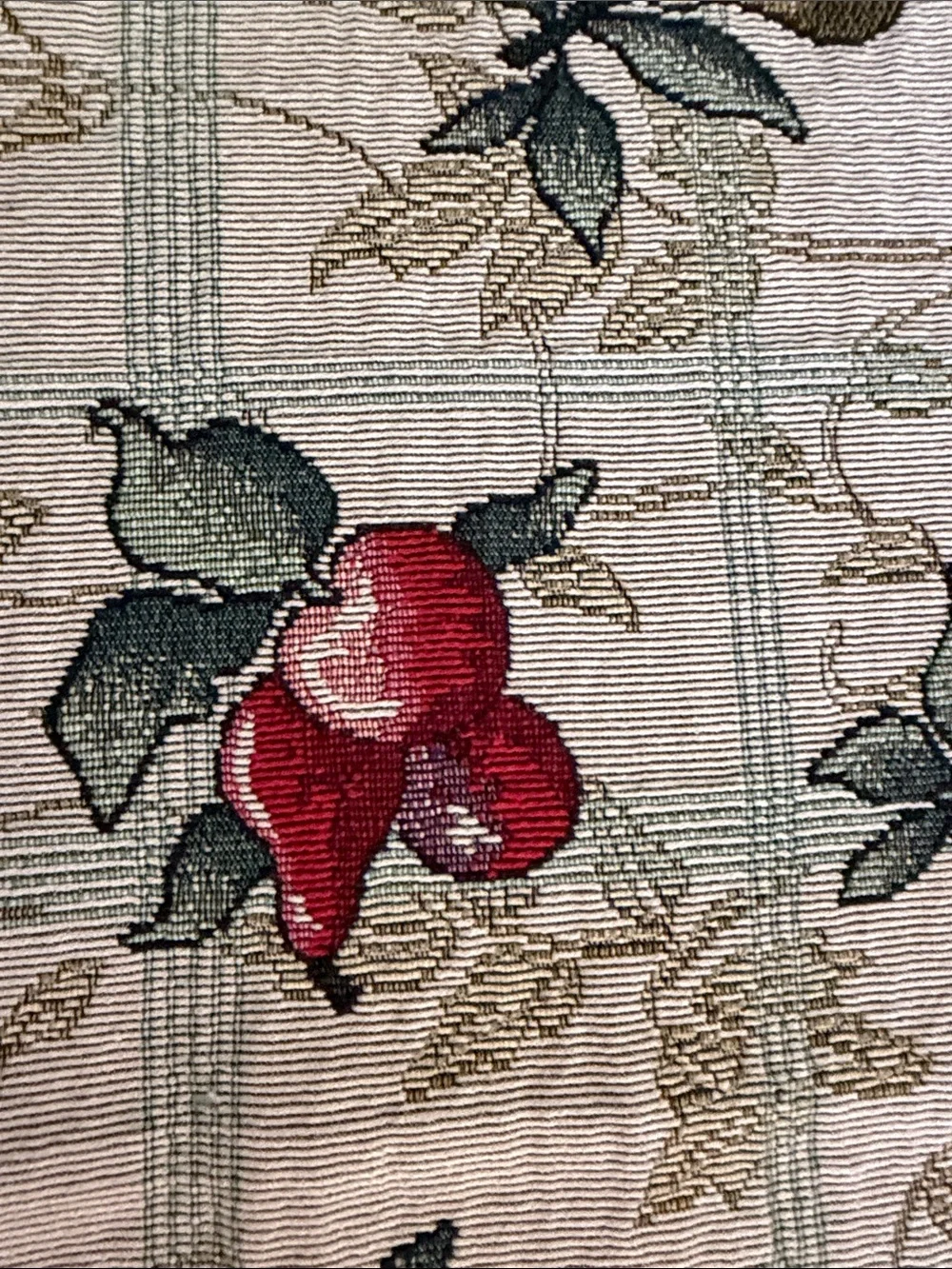 Floral Fruit Tapestry Runner in Cream with Red & Green Accents